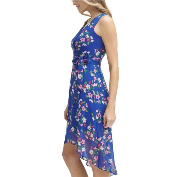 Jessica Howard Royal Blue Floral High Low Dress Petite Size 14P NWT - Picture 2 of 4